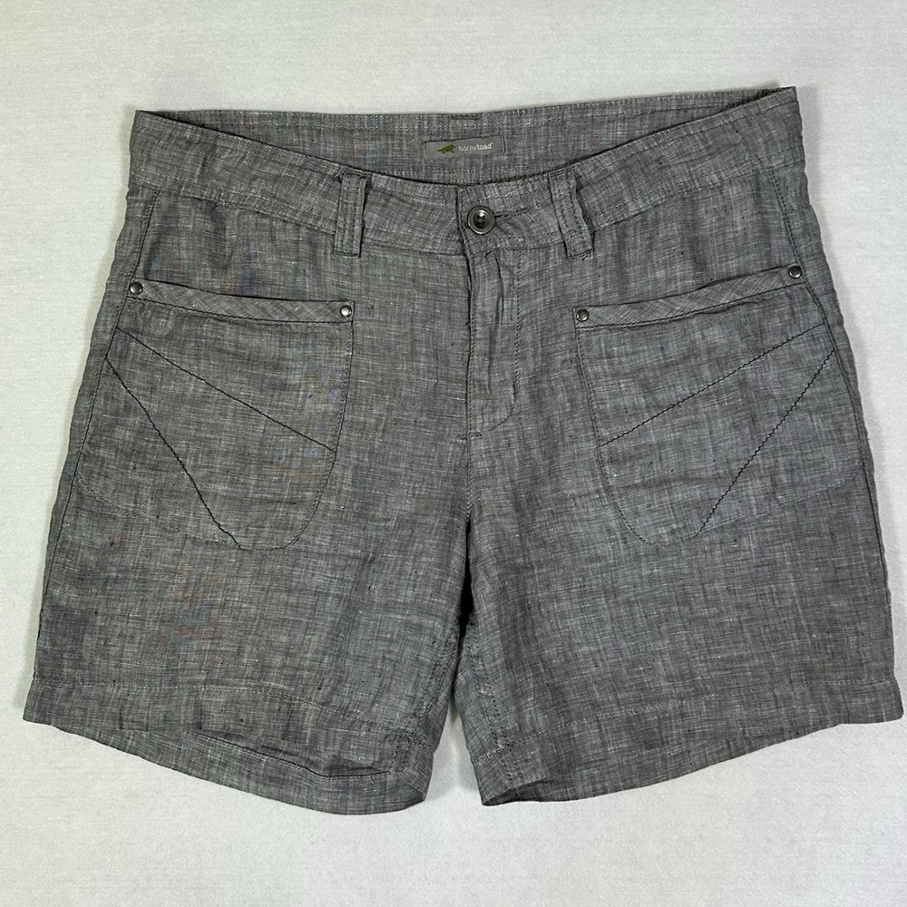 Horny Toad/Toad & Co 100% Linen Shorts -Women's 6- Grey Lightweight Drawstring